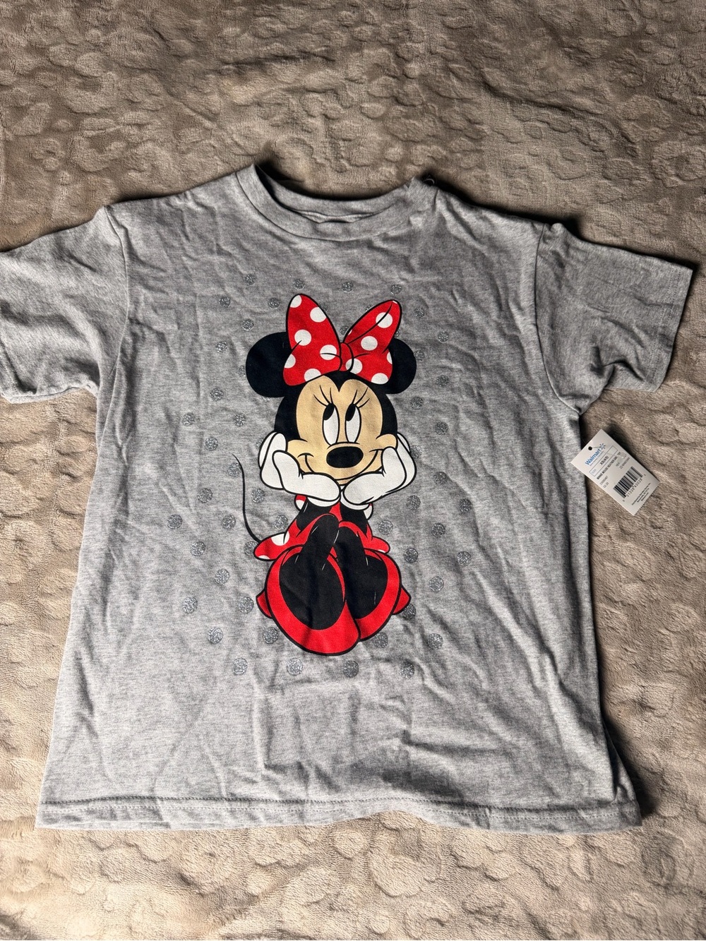 Disney Minnie Mouse Gray Short-Sleeve Tee with Red Bow